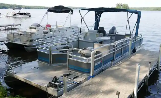 Pontoons tied up at the Pioneer dock